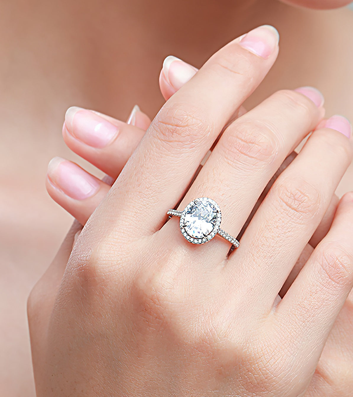 Oval Diamond Halo Ring