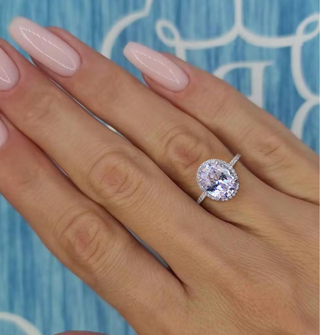 Oval Diamond Halo Ring