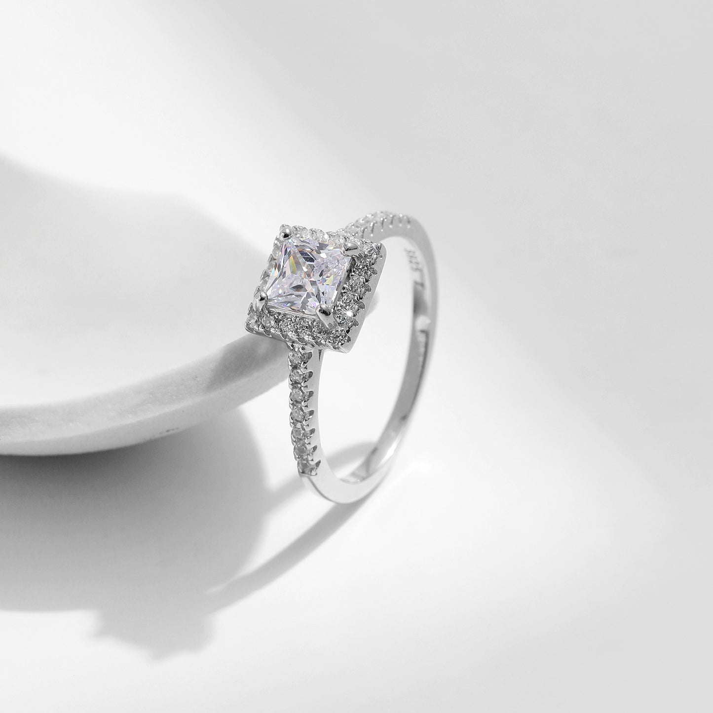 Princess Diamond Halo Ring