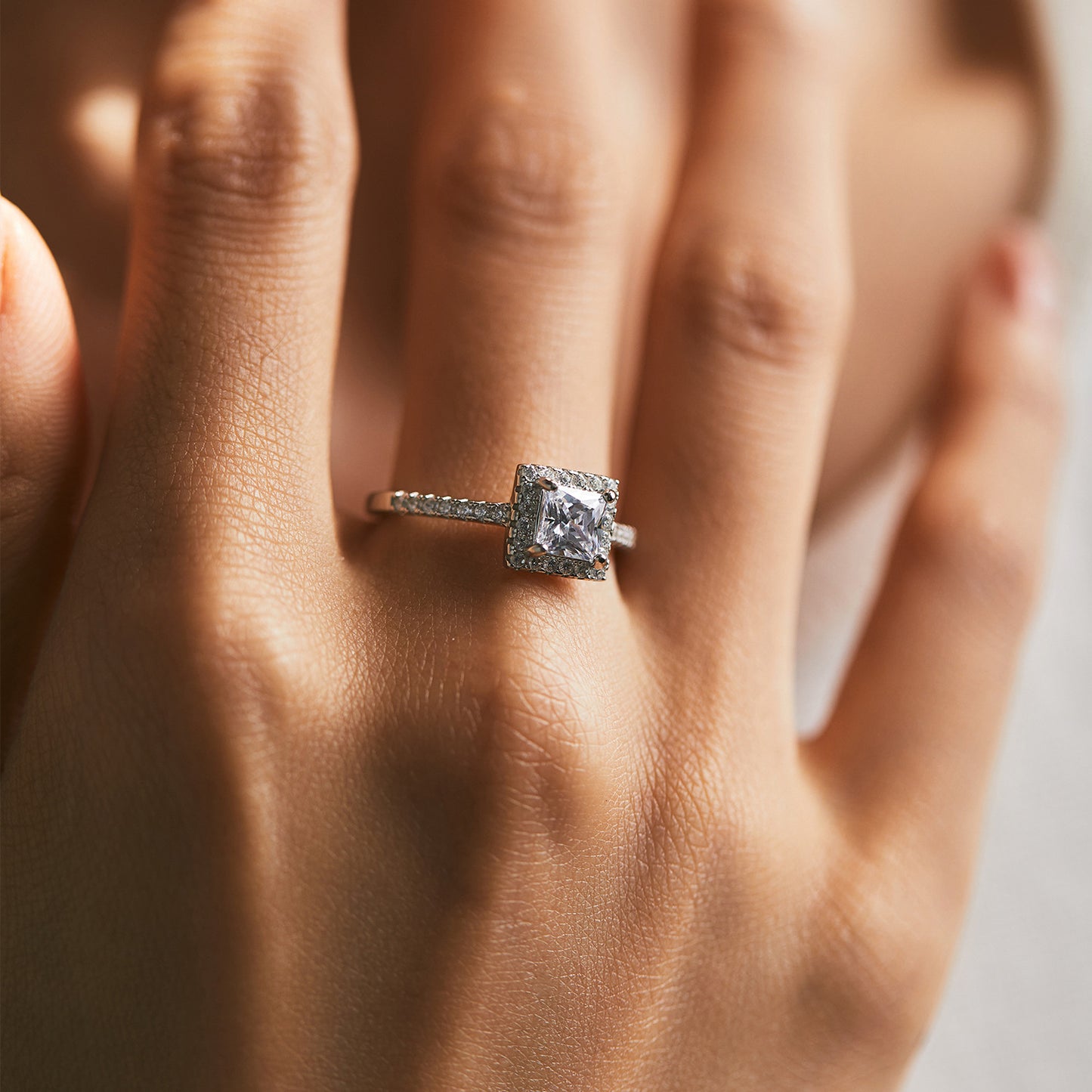 Princess Halo Ring in female finger