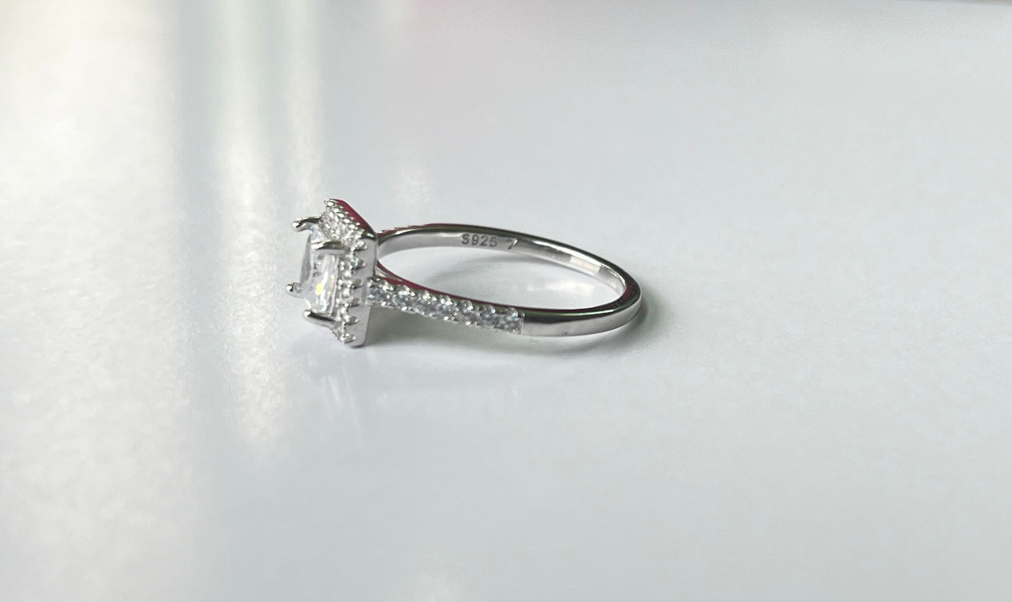 Princess Diamond Halo Ring